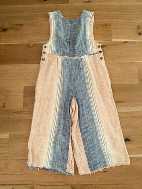 Free people Moab jumper Striped Peach & Blue low v back size L